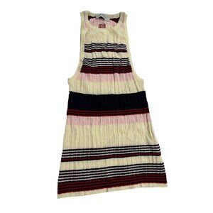 De Rococo Striped Ribbed Racer Tank Top in Navy Pink Red